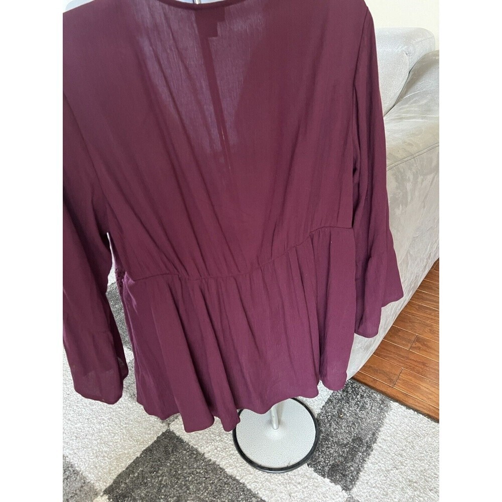 Torrid Babydoll Crinkle Gauze Crochet Lace-up Top 1X Rayon Blouse - Picture 6 of 7